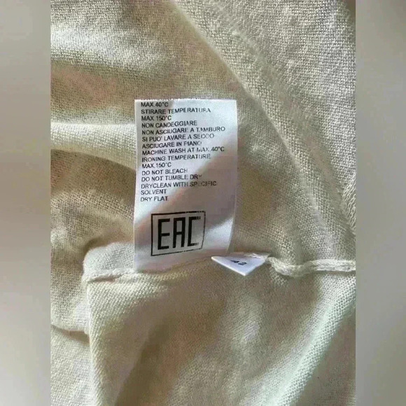 Base Milano Italy Lino Flax/Cotton Blend Long Sleeve Cream Top Women's 42 NWT - Picture 9 of 11